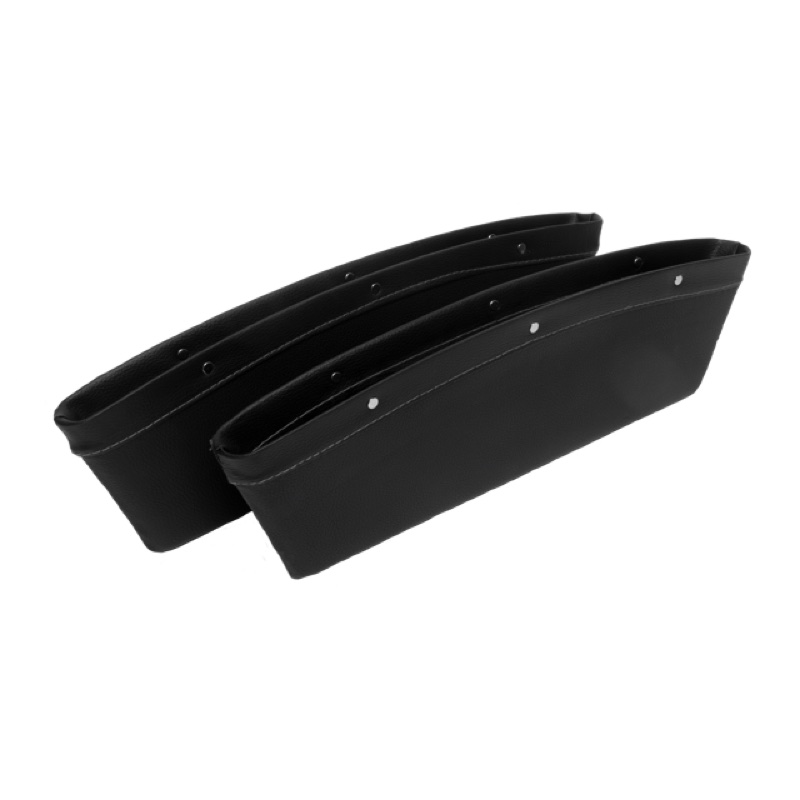 Pair of black Geckobrands GAA-90208 flexible car seat gap organizers.