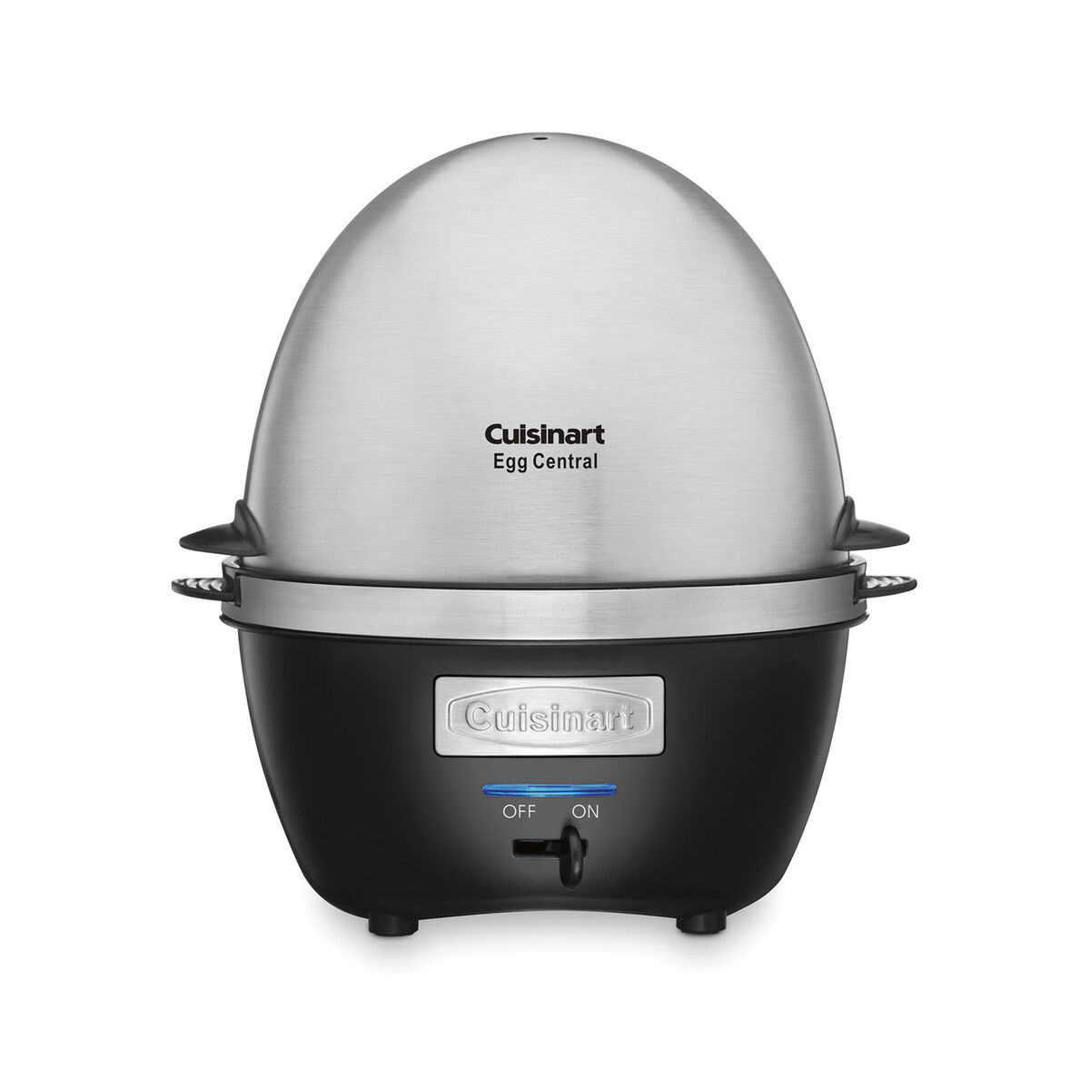 Cuisinart Egg Central CEC-10 countertop egg cooker with clear domed lid and stainless-steel base.