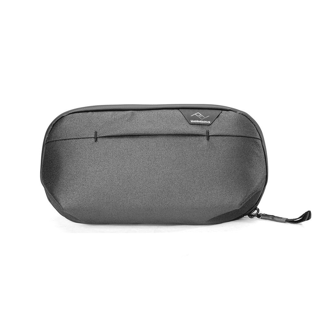 Black Peak Design Small Wash Pouch BWP-S-BK-2 shown open with its internal dividers on a white background.