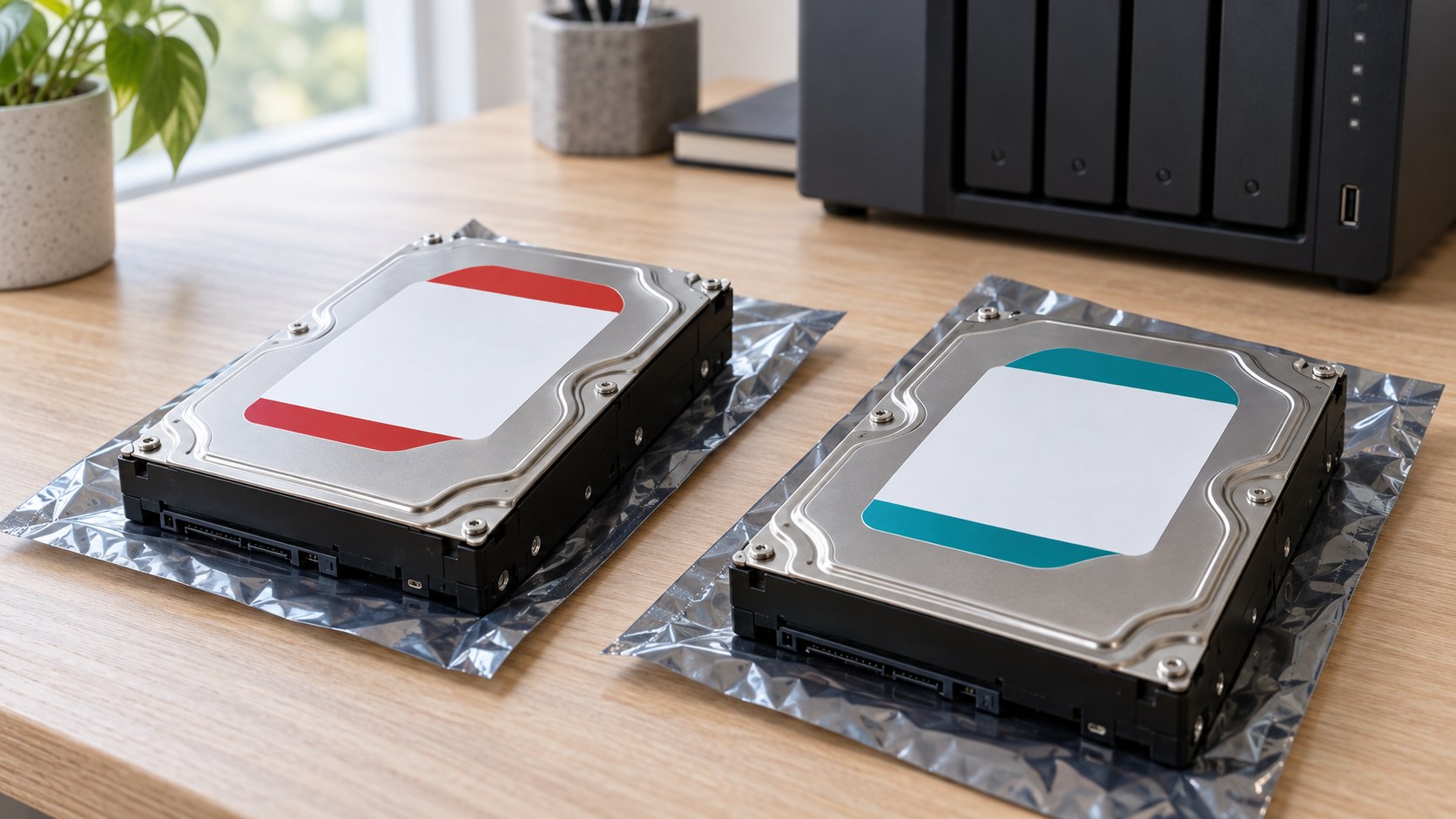 AI illustration of generic equipment for NAS or Desktop Hard Drive? Read the Model, Not Just the Capacity; not the named products.