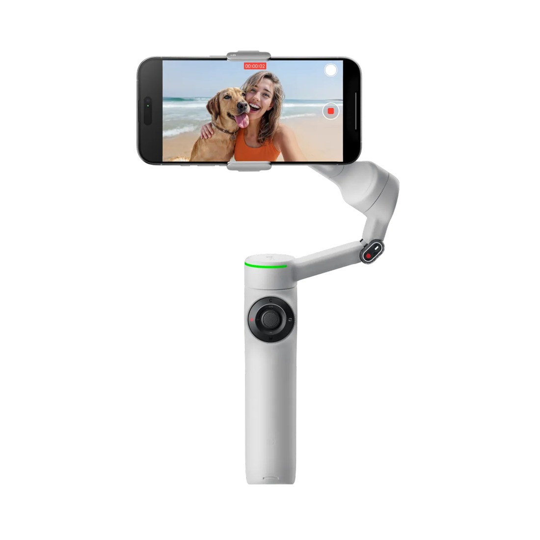 Official Insta360 Flow 2 Pro product image with a demonstration phone mounted; phone is not included.