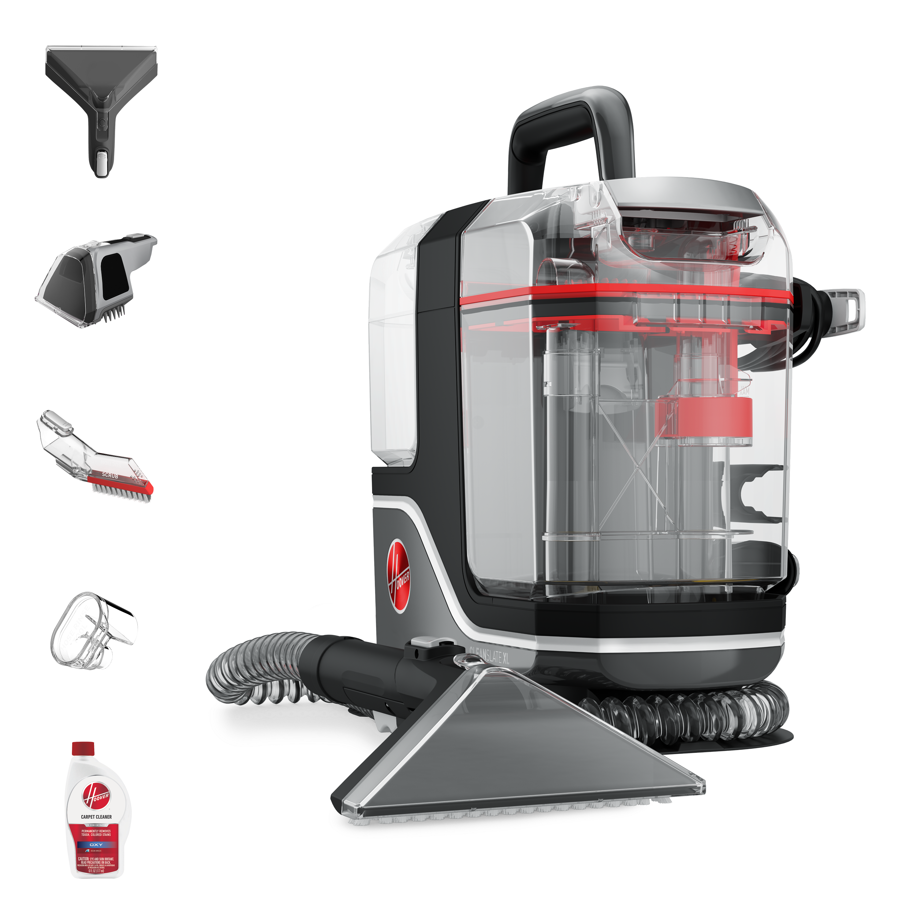 Hoover CleanSlate XL FH15000V portable cleaner with hose, handle, and wide cleaning tool.