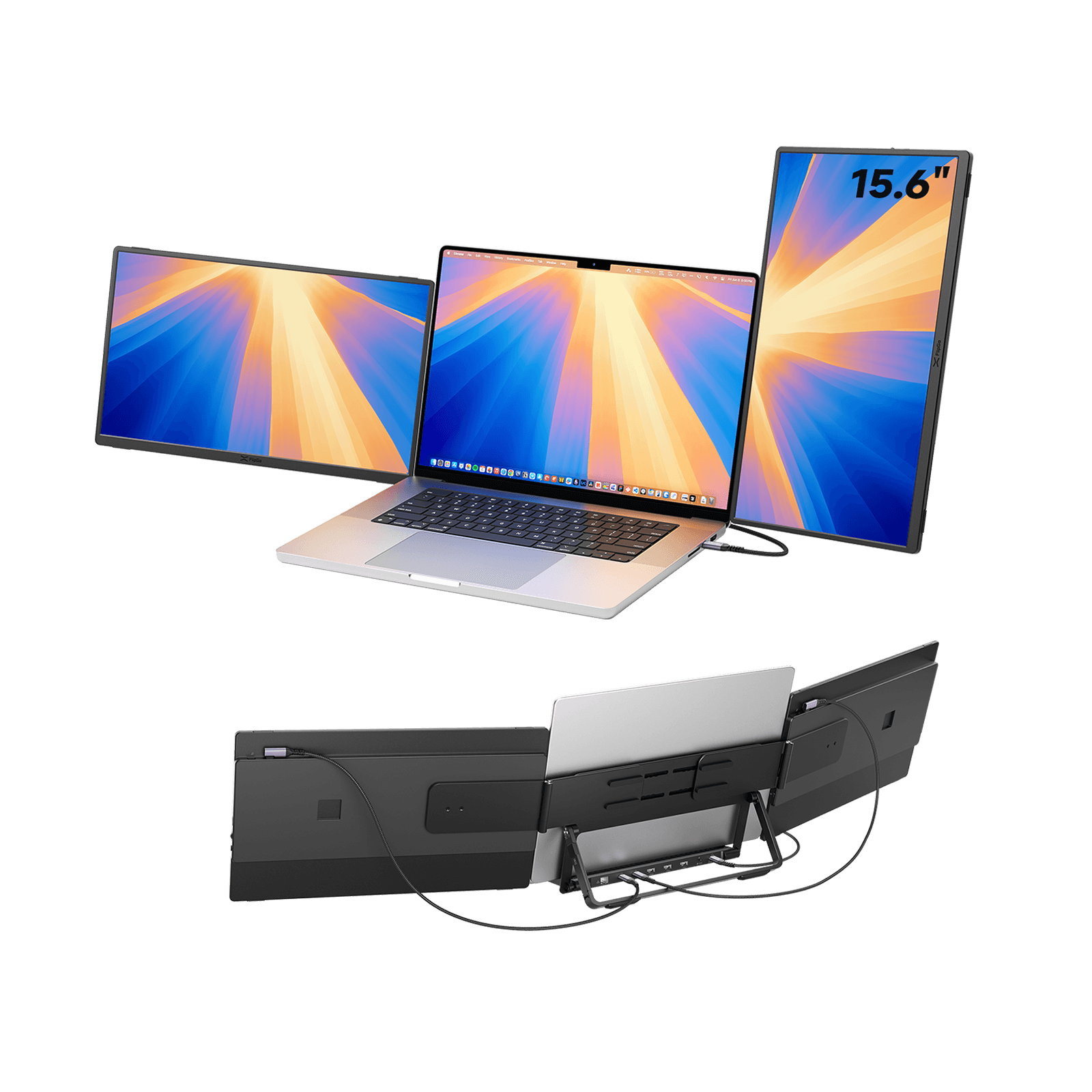 JSAUX FlipGo Horizon Pro dual portable monitor system with two displays mounted side by side.