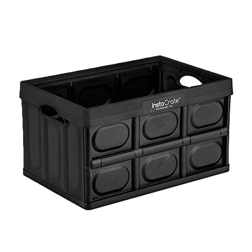 Black GreenMade InstaCrate rigid collapsible crate on a white background.