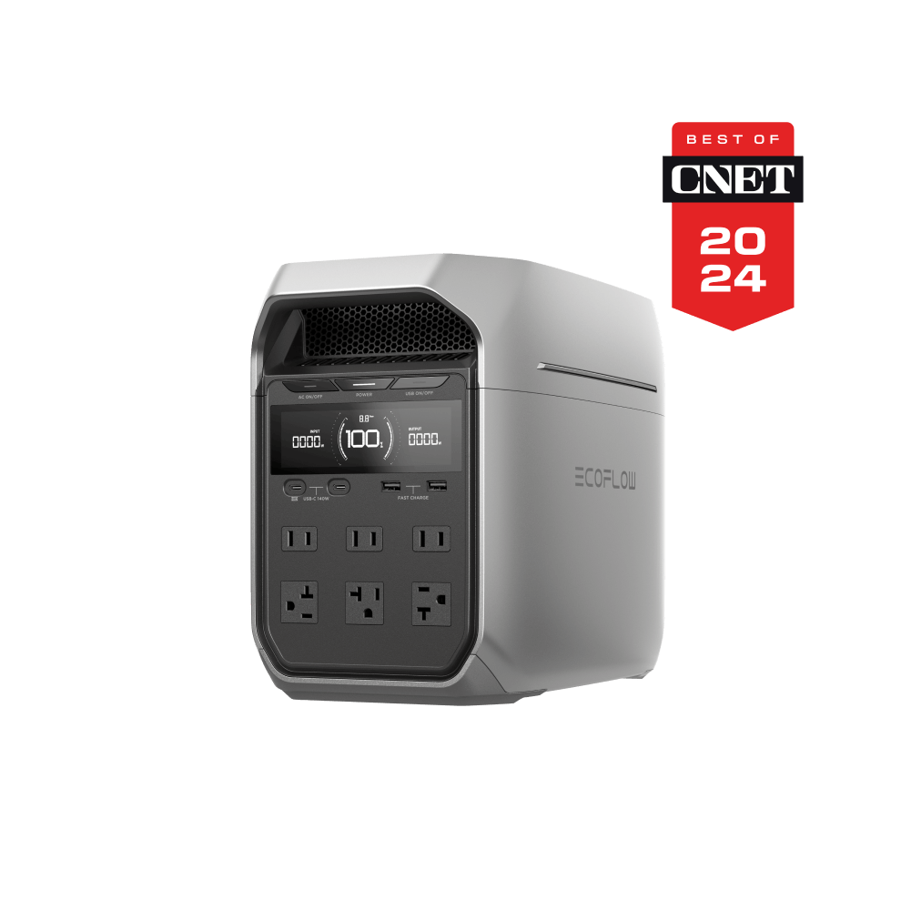 EcoFlow manufacturer photo of the US DELTA 3 Plus; the image includes the maker’s CNET award graphic.