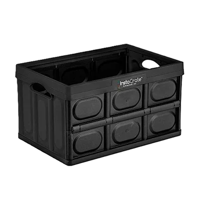 Black GreenMade InstaCrate rigid collapsible crate on a white background.