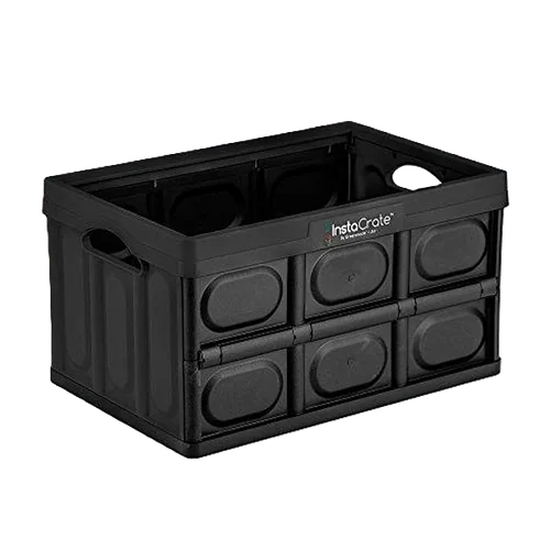Black GreenMade InstaCrate rigid collapsible crate on a white background.