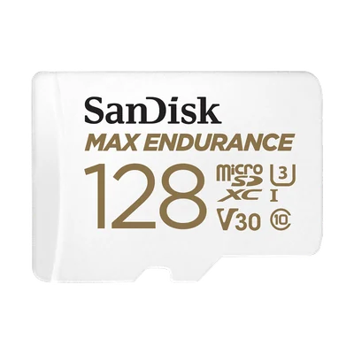 SanDisk MAX Endurance 128 GB microSD card, manufacturer product image.