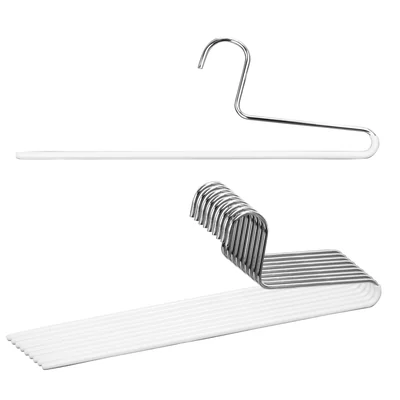 White MAWA KH1 single-rod pant hanger with a chrome non-rotating hook on a white background.